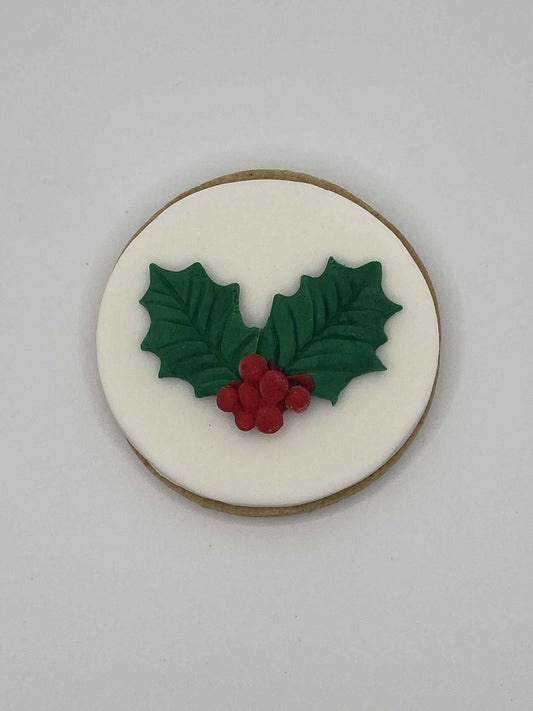 Christmas Holly fondant cookies